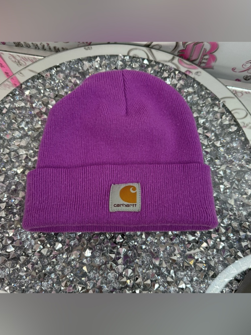 Carhartt Purple Kids Cuffed Beanie with Logo Tag